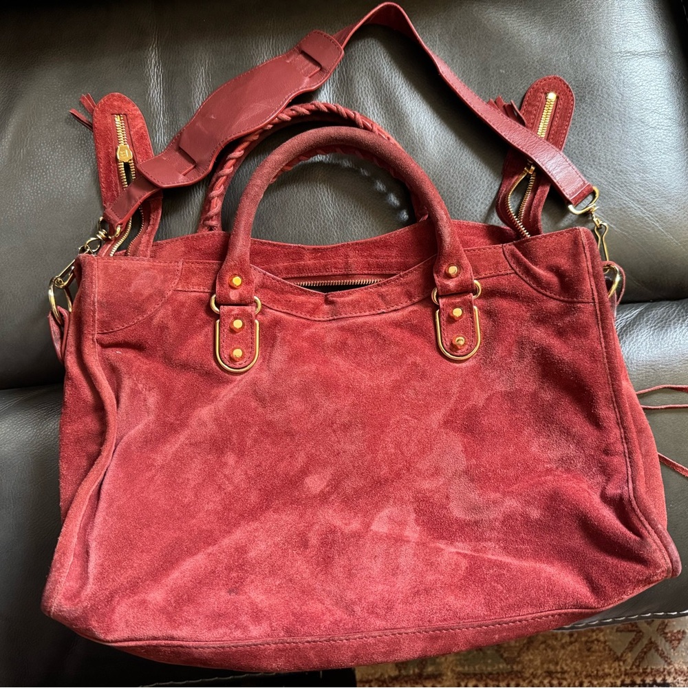 Balenciaga city bag Brick Red Suede Shoulder Bag with Gold Hardware - Picture 2 of 11